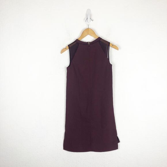 AllSaints Jay Pleated Mini Dress XS Bordeaux Red  Semi Sheer Casual Sleeveless - Picture 13 of 14